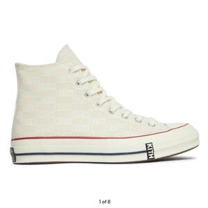 Kith Logo High-Top Sneakers in Beige